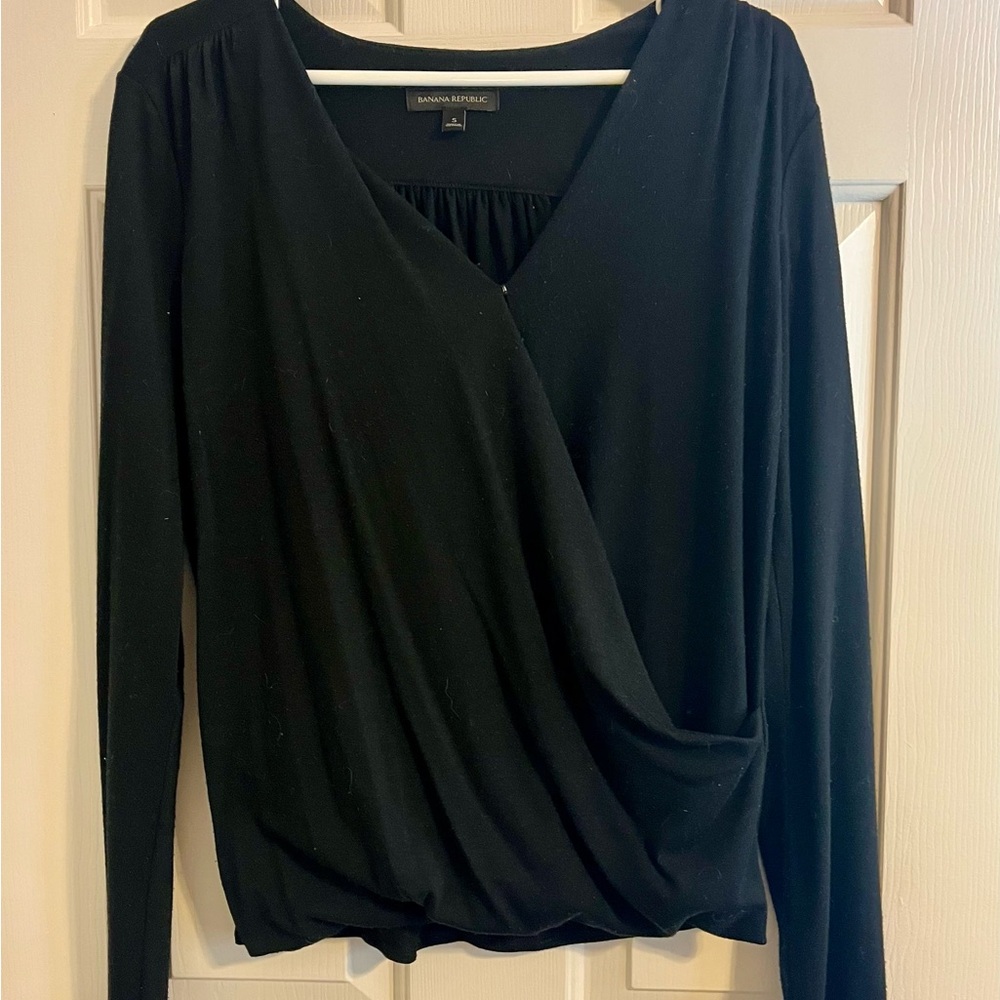 Banana Republic Black V-neck Wrap Sweater